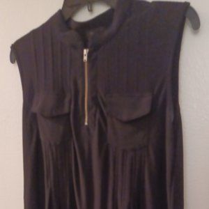 Cocomo Black Pleated Front Sleeveless Top Size L